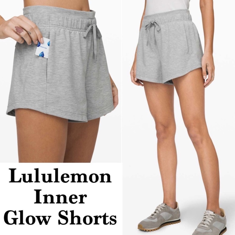 Lululemon Inner Glow High Rise Shorts Gray French Terry Modal 12 - Picture 1 of 7
